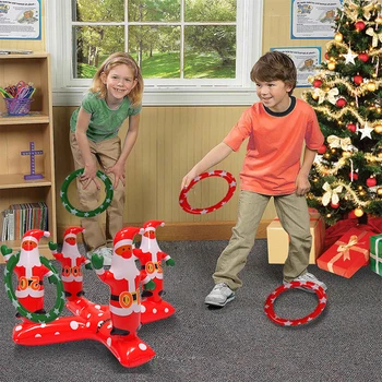 Gonflabile Ring Toss Joc Santa ClausThrowing Jucarii Cu 4 Inel De Plastic Aruncare De Crăciun DecorationsFor Acasă