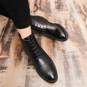 Brand Toamna Iarna Barbati Cizme din Piele de Înaltă Calitate pentru Bărbați Ghete de Lux pentru Bărbați Pantofi Rochie Dantela-UP Pantofi de Nunta, Pantofi Oxford