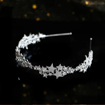 HIMSTORY Romantic Crystal Star Bentițe de Epocă Stras Mireasa Diademe Coroana banda de Susținere Accesorii de Par de Nunta Bijuterii