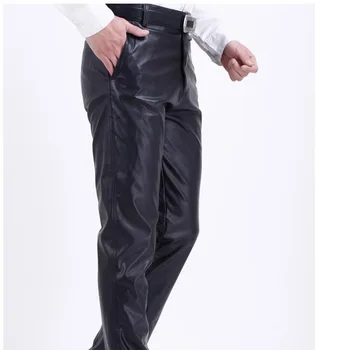 #2210 de Vară 2020 rezistent la apa Vrac Întinde PU Pantaloni din Imitatie de Piele Barbati Direct de Moda Subțire Pantaloni de Piele Barbati Negru Plus Dimensiune