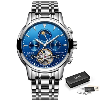 Relogio Masculino Mens Ceasuri LIGE Top Brand de Lux Automat Mechanical Ceas de Afaceri Ceas de Aur pentru Bărbați Reloj Mecanico de Hombre