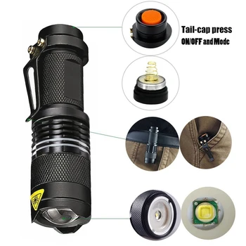 YNL Lanterna LED Q5 Reglabil Focus Zoom Aluminiu rezistent la apa de auto-apărare AA 14500 Mini Lanterna Flash de Lumină Lanterna
