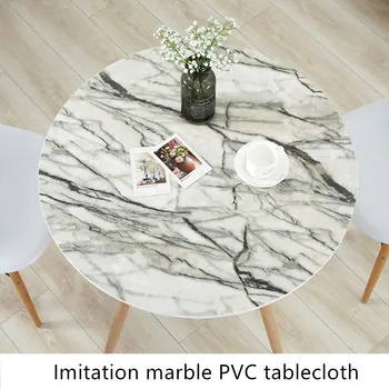 Plastic moale din pvc față de masă rotundă Transparentă Imitație de marmură rezistent la apa ulei-dovada de Izolare tabelul mat partid decor de masă