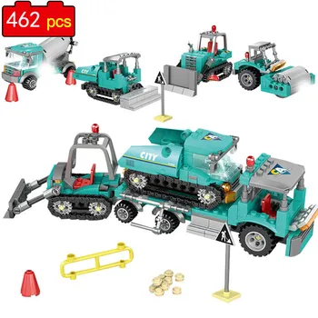 4 în 1 Oraș de Construcții, de Inginerie Auto Blocuri Compatibil Excavator Buldozer de Învățământ DIY Cărămizi Jucării Pentru Copii