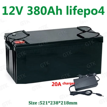 GTK rezistent la apa 12V 380AH Lifepo4 baterie cu litiu NU 400Ah BMS 4S 12.8 V pentru invertor UP-uri de stocare a energiei solare EV +20A Încărcător