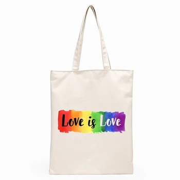 Pride Lgbt Dragoste Gay Lesbiene Curcubeu de Design de imprimare de mare capacitate sac de panza de sex feminin geantă de umăr Desene animate Ulzzang pungi de Cumpărături Pungă