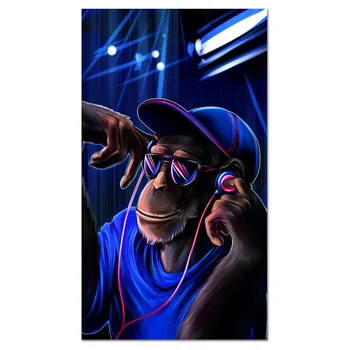 GOODECOR DJ de Muzică Maimuță Abstract Tipărite Pictura in Ulei pe Panza, Postere si Printuri Cuadros de Arta de Perete Imaginile Pentru Camera de zi