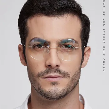 Titan Bărbați Rotund Ochelari fără ramă Cadru Femei Transparent Ochelari de vedere Optic Miopie de Afaceri Clare Cadru Spectacol de Moda