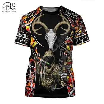 PLstar Cosmos 2020Newest Camo Arc de Vânătoare Cerb, Animal Hunter Tatuaj 3DPrint Unisex Casual de Vara Tricouri cu Maneci Scurte T-shirt S-4