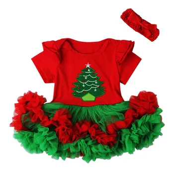 2 BUC de Crăciun Copil Nou-născut Zburli Romper Rochie + Bentita Costum de Petrecere cu Costume Xmas Haine pentru Fete