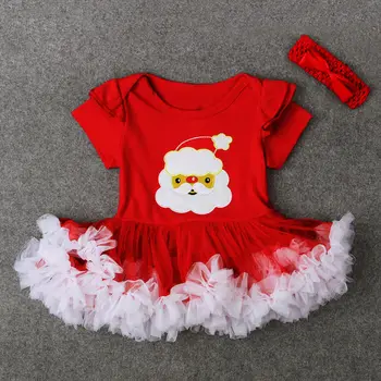2 BUC de Crăciun Copil Nou-născut Zburli Romper Rochie + Bentita Costum de Petrecere cu Costume Xmas Haine pentru Fete