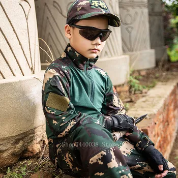 Copiii Uniformă Militară Maneca Lunga De Sus Camuflaj Broasca Costum De Băiat Forțele Speciale De Luptă Uniforme De Instruire Costum Armata Sacou Pantaloni