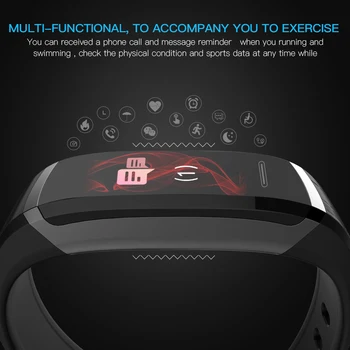 Lerbyee Brățară Inteligent GT101 Ecran Color Monitor de Ritm Cardiac Fitness Tracker Bluetooth Smart Band Negru Bărbați pk FK88 W46 P8