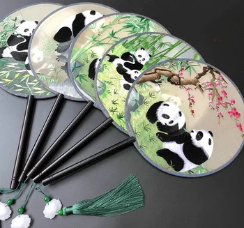 Dublu - side Suzhou Broderie de Mână Ambarcațiune Fan Desktop Decor Consumabile Chineză se Ocupe de Fan Panda Mic Ecran Cadouri Deosebite LF579