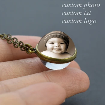 Personalizate Personalizate Foto Minge de Sticlă Cabochon Colier DIY Bijuterii Personalizate Pandantiv de Sticlă Femei în Familie Copilul Iubitor de Cadouri