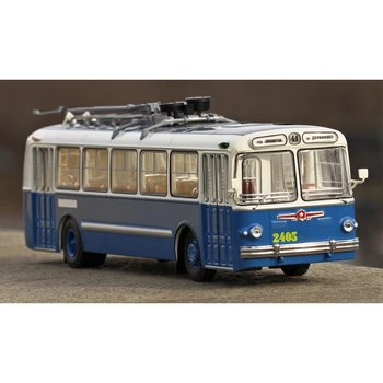 Model la scara 5 alb și albastru 1:43 classicbus autobuz de jucărie retro Sovietice
