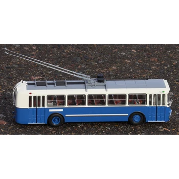 Model la scara 5 alb și albastru 1:43 classicbus autobuz de jucărie retro Sovietice
