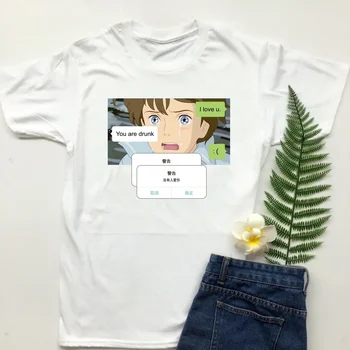 PUTEAI HJN Moda Japoneză Anime Text Estetic T-Shirt-coreean Ulzzang Supradimensionat Kawaii Printed Tee Hipster, Grunge Îmbrăcăminte