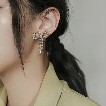Coreeană Arc Nod Cercei cu Perle de sex Feminin Rece 2021 Nouă Declarație de Design Picătură Cercei pentru Femei Vintage