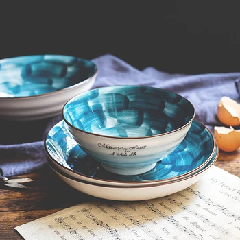Stil Japonez Ceramice Cerul Înstelat Frumos Farfurie Bol Alimentar Portelan Taitei Friptura Supa Tacamuri Decorative Placa