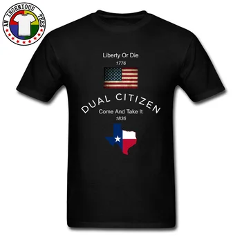 Personalizat Tricou Pavilion de Imprimare Dual Cetățean statele UNITE ale americii Texas Patriotic Libertate Sau Mor T-Shirt 2018 mai Nou Design de Tricouri Pentru Barbati Picătură de Transport maritim
