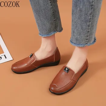 Pantofi Plat pentru femei de Moda Casual Culoare Pură Clasic Retro Femei Pantofi Tendință Toate-meci Pantofi Plat pentru Femei