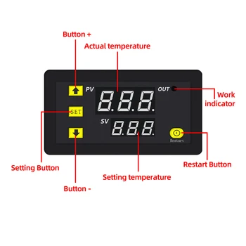 W3230 Termostat Controler de Temperatura Termostat de Control Termometru Controller 12V/24V/220V 40%OFF