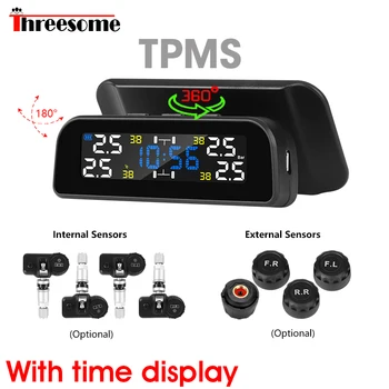 TPMS wireless anvelope auto de presiune și de temperatură de monitorizare de alarmă sistemul de alarmă timp de 360 de rotație de încărcare solară senzor tpms
