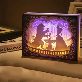 Noutatea Lumina de Noapte Totoro Hârtie tăiat Atmosfera Lampa 3D Hârtie Sculptură Art Decor Lampa USB de Alimentare pentru Camera de zi Dormitor