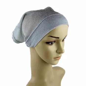 (20 de bucăți/lot) Musulmane Hijab Bonnet Capac de Stralucire Sub Eșarfă Tub Sclipici Turban Pălării de Culoare Solidă Interior Capace QK013