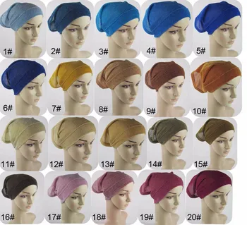 (20 de bucăți/lot) Musulmane Hijab Bonnet Capac de Stralucire Sub Eșarfă Tub Sclipici Turban Pălării de Culoare Solidă Interior Capace QK013
