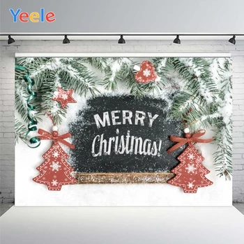 Yeele Crăciun Fericit Ramuri de Pin Zăpadă Bord Negru de Fundal Photophone Foto, Fotografie de Studio pentru Decor Personalizat Dimensiune