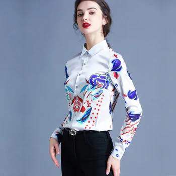Pista Arc Bluza 2020 Noua Moda Stil European Elegant Femeile Print arc Guler Camasa Casual Munca de Birou Topuri Blusa Feminina