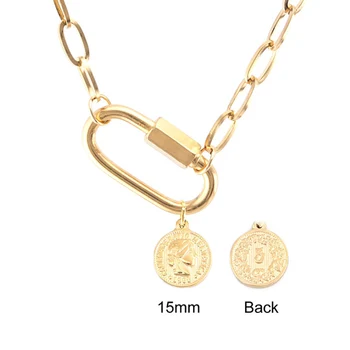 Din Oțel Inoxidabil Monedă Colier Pentru Femei de Aur/Argint de Culoare Monede de Metal Medalie de Carabină Spirală Catarama Cravată Collier femme