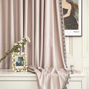Lumina Stil Lux perdele pentru camera de zi bedroomTransverse Procesul de Cortina de Catifea Personalizate Roz Murdar Nud de Culoare Roz