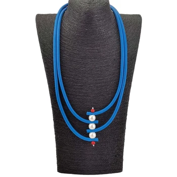 UKEBAY Nou Coliere de Perle Pentru Femei Gotic Cravată Colier lucrat Manual din Cauciuc Bijuterii Multicolore Pulover Lanțuri 6 Culori de Bijuterii