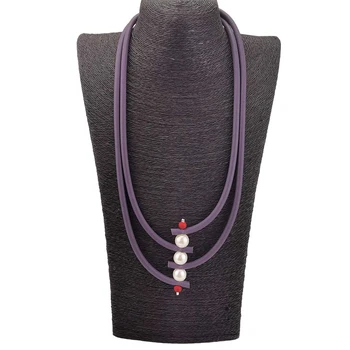UKEBAY Nou Coliere de Perle Pentru Femei Gotic Cravată Colier lucrat Manual din Cauciuc Bijuterii Multicolore Pulover Lanțuri 6 Culori de Bijuterii