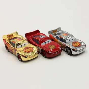 Disney Pixar Masini 3pcs/Lot Placare cu Aur, Argint Fulger Mcqueen 1:55 Scară turnat sub presiune din Aliaj de Metal Modle Masina Drăguț Jucării Pentru Copii