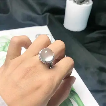 Argint naturale jadeit asociate piatră de apă, spumă de jad avansate sens ambarcațiunile de bărbați și femei cupluri de deschidere inel reglabil