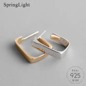 Springlight Nou-Veniți Coreean Ins Stil Geometrică Pătrat Hoop Cercel Neregulate Simplu La Modă Argint 925 Bijuterii Fine
