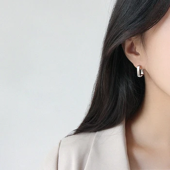 Springlight Nou-Veniți Coreean Ins Stil Geometrică Pătrat Hoop Cercel Neregulate Simplu La Modă Argint 925 Bijuterii Fine
