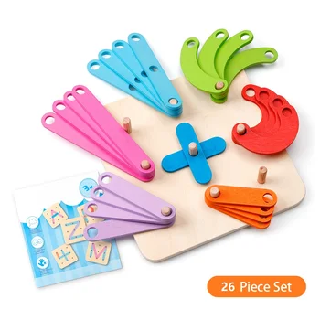 1 Set Montessori Jucării pentru Copii din Lemn DIY Scrisoare Numărul de Constructii Puzzle Stivuire Jucărie de Forma, Culoare Sortare Joc pentru Copii de Învățare