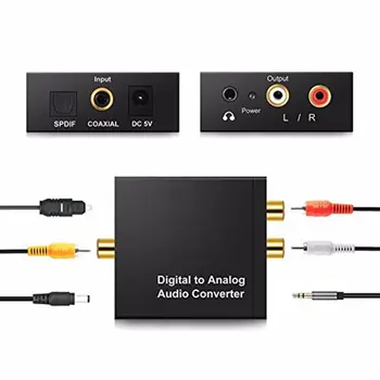 Digital la Analogic Convertor Audio Amplificator cu Decodor Fibră Optică, cablu Coaxial Semnal Analogic Audio Stereo cu Adaptor de 3,5 MM Jack 2*R