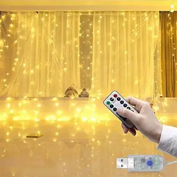 3M LED-uri de Crăciun de Basm Șir de Lumini USB Telecomanda Ghirlandă Perdea Lămpi Decor de Vacanta Pentru Petrecerea de Nunta Decor de Vacanță