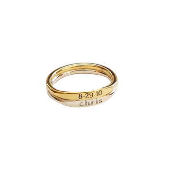 CARLIDANA personalizate inel plat gravură orice scrisoare IPG14K cuplu de aur anillo de compromiso de steel inoxidable
