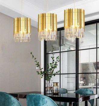 Manggic Moderne de cristal pandantiv lumini restaurant lampa bar de aur din oțel inoxidabil cristal pandantiv lumini de iluminat acasă