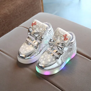 2020 Copii aprinde adidasi Fete Bling Papion Fete Pantofi Cizme cu Luminos Unic de Designer de Brand Stralucitoare Cizme Fete D02064