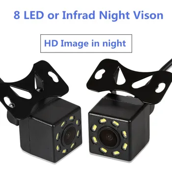 Auto HD camera de mers inapoi 8 LED-uri de Lumină cu Unghi Larg Auto retrovizoare cu Camera Auto Universal Reverse Camera cu vedere de Noapte rezistent la apa