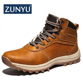 ZUNYU Brand Bărbați Cizme de Dimensiuni Mari 39-48 Toamna Iarna Barbati din Piele de Moda Adidași Dantela-Up în aer liber Munte Barbati Pantofi Impermeabil