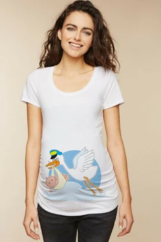 Pui de Pasăre 2021 Vara Tricouri Femei tricouri Slim Maternitate Amuzant Scrisoare Topuri O-Gât Sarcinii Camasi pentru Femei Gravide